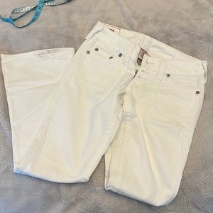 True religion flare low rise white jeans